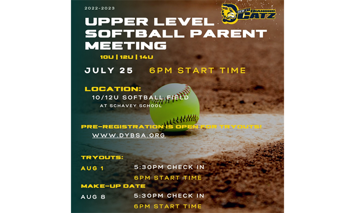 Diamond Catz (Upper Level) Softball Parent Meeting, July 25th