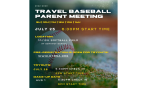 Travel Baseball Parent Meeting, July 25th